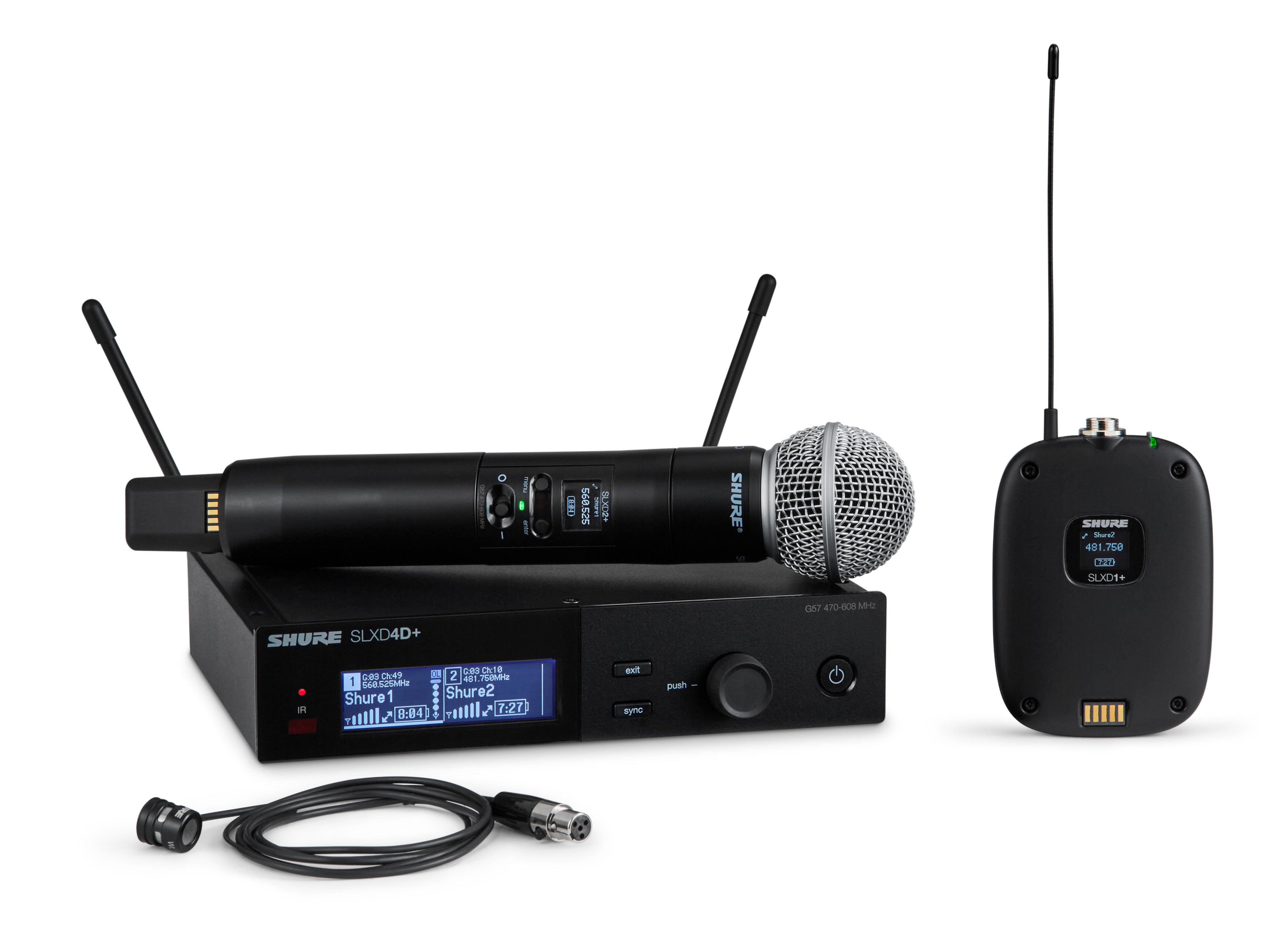 Shure SLXD124+/85M-G57 Digital 1-Channel Wireless Combo Microphone System, includes 1 SLXD4+ Receiver with Bluetooth