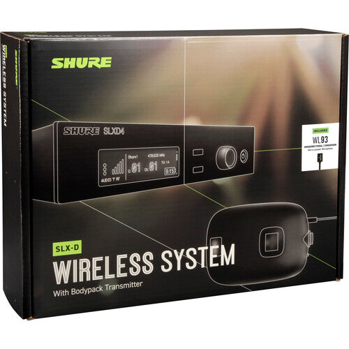 Shure SLXD14/93-J52 Wireless System with SLXD1 Bodypack Transmitter and WL93 Lavalier Microphone