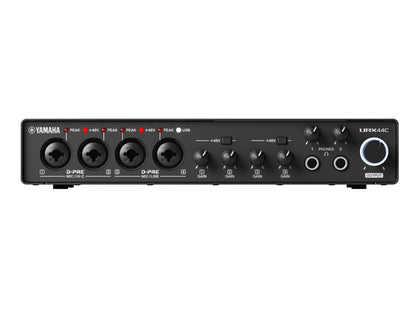 Yamaha URX44C 6-in/4-out USB-C Audio/MIDI Interface with 32-bit/192kHz support, 4 combo and 2 line inputs, DSP-powered mixing/effects for a seamless creative and streaming workflow