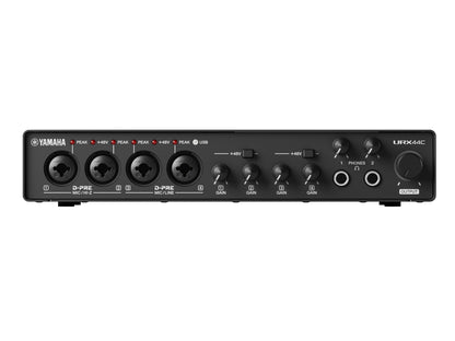 Yamaha URX44C 6-in/4-out USB-C Audio/MIDI Interface with 32-bit/192kHz support, 4 combo and 2 line inputs, DSP-powered mixing/effects for a seamless creative and streaming workflow
