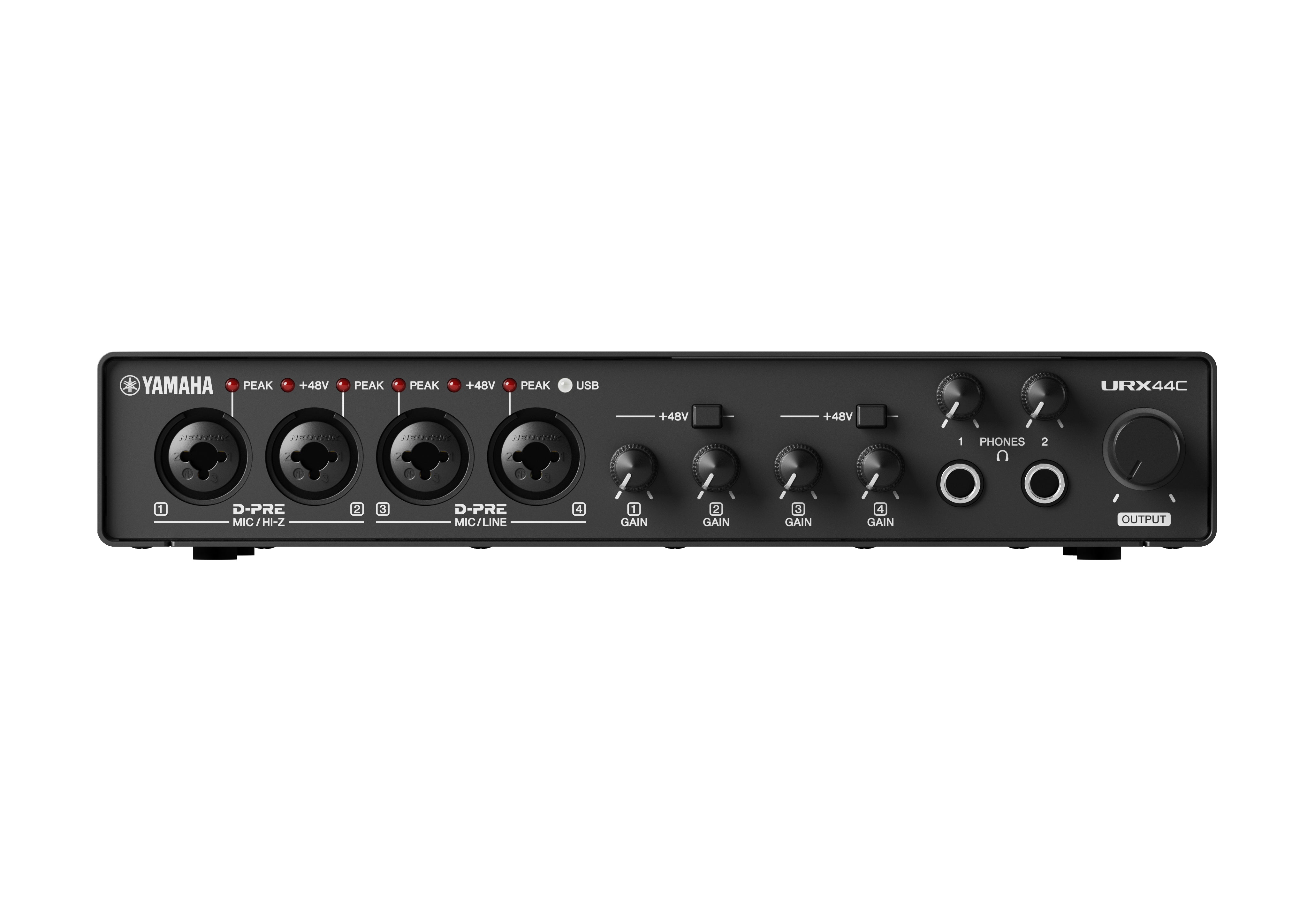 Yamaha URX44C 6-in/4-out USB-C Audio/MIDI Interface with 32-bit/192kHz support, 4 combo and 2 line inputs, DSP-powered mixing/effects for a seamless creative and streaming workflow