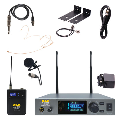CAD WX1800BP UHF Wireless BodyPack System - Frequency Agile - Includes WX5 Guitar Cable, WX7 Headworn and WX9 Lav