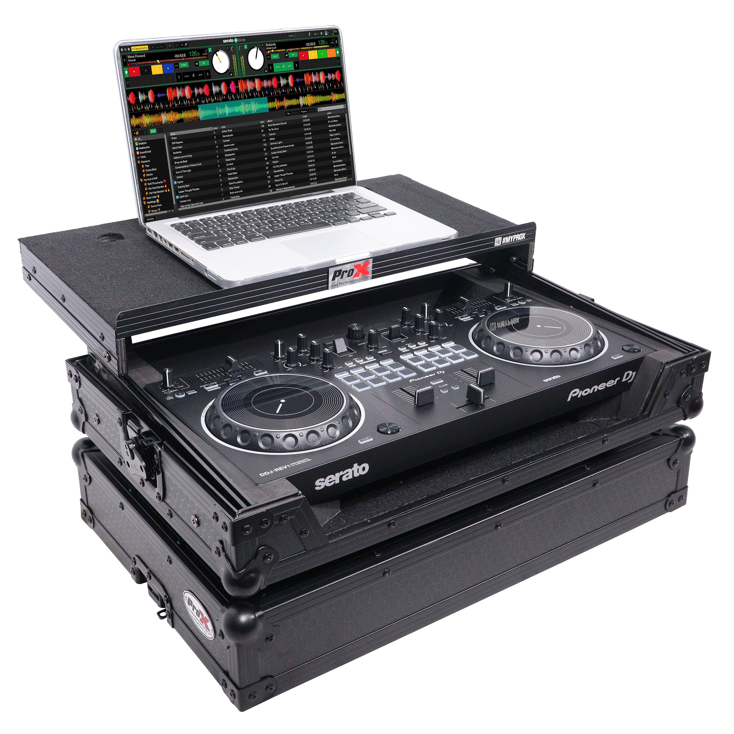 ProX X-DDJREV1LTBL ATA Flight Case for Pioneer DDJ-REV1 Controller with Laptop Shelf