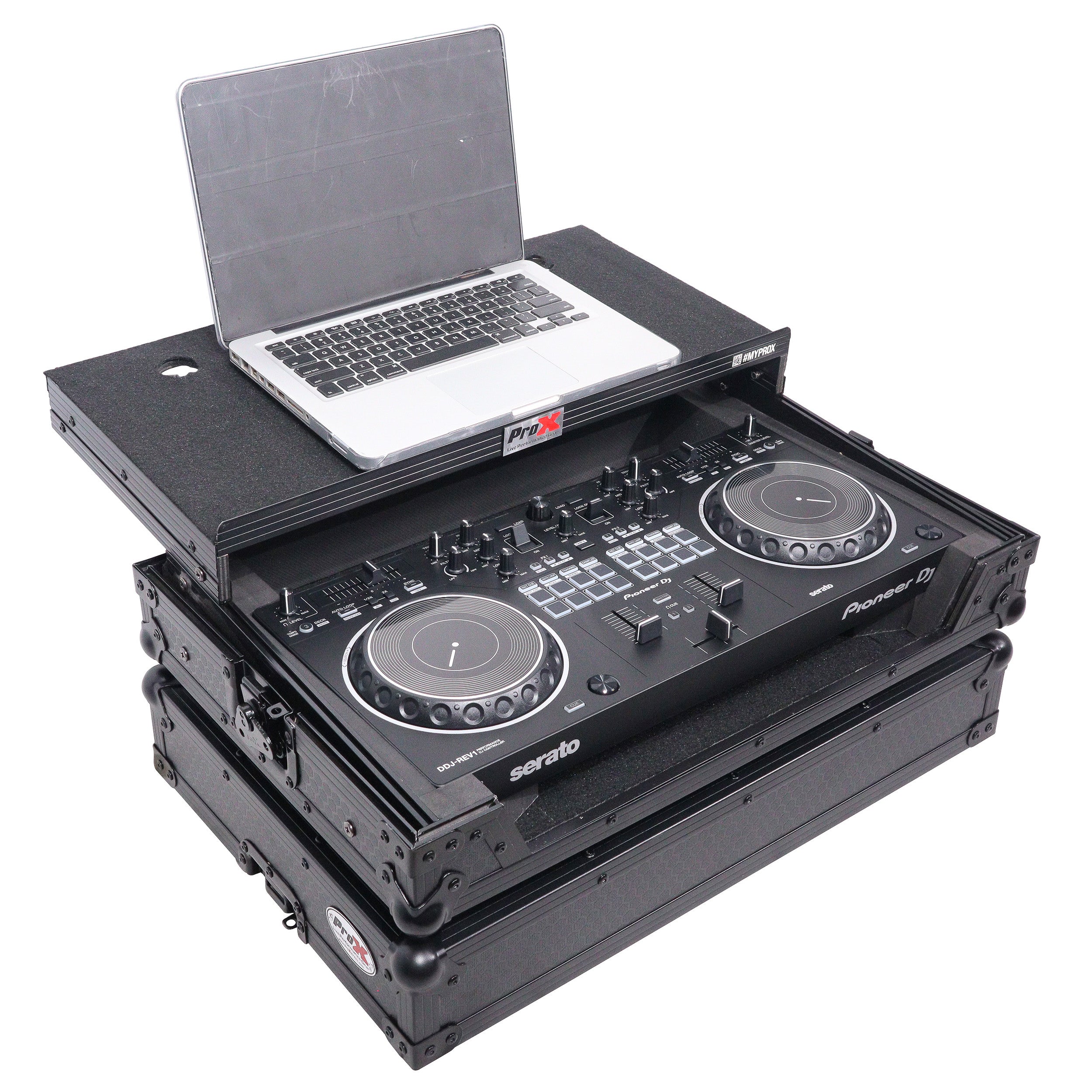 ProX X-DDJREV1LTBL ATA Flight Case for Pioneer DDJ-REV1 Controller with Laptop Shelf