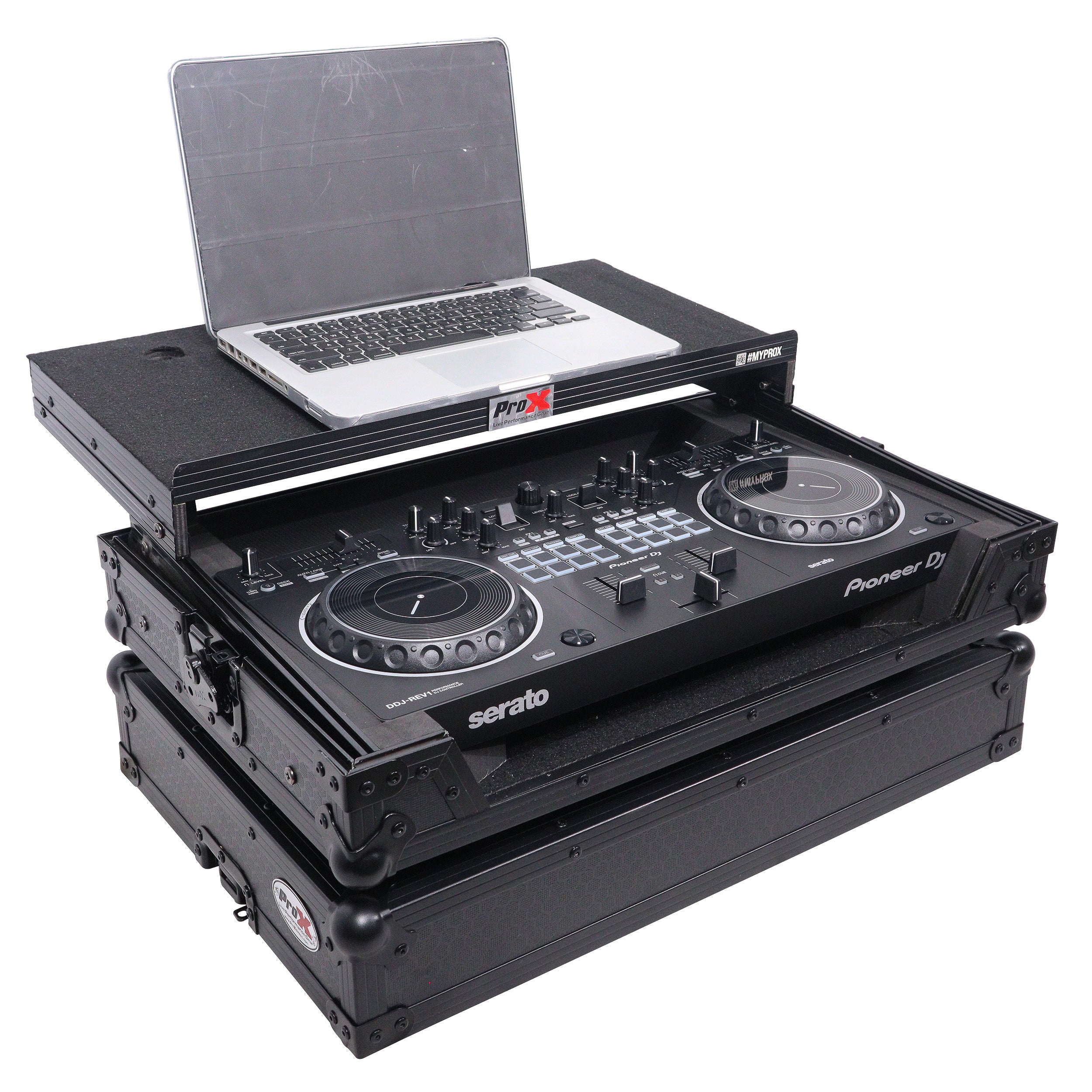 ProX X-DDJREV1LTBL ATA Flight Case for Pioneer DDJ-REV1 Controller with Laptop Shelf