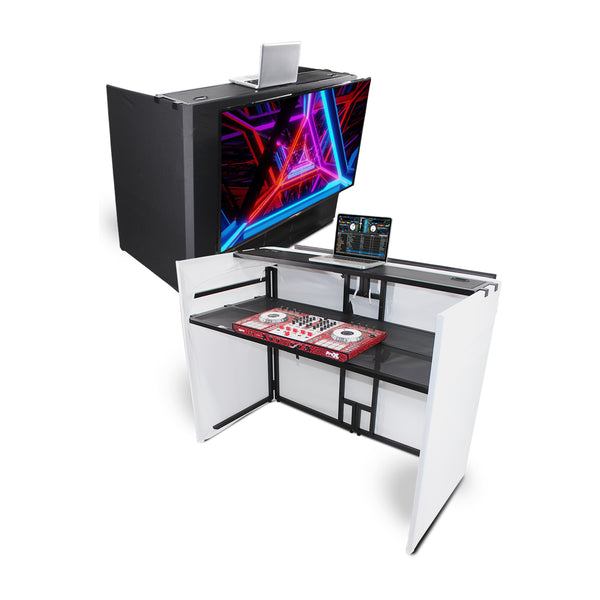 ProX XF-MESAMEDIA MK2 DJ Facade Table Workstation with TV Bracket