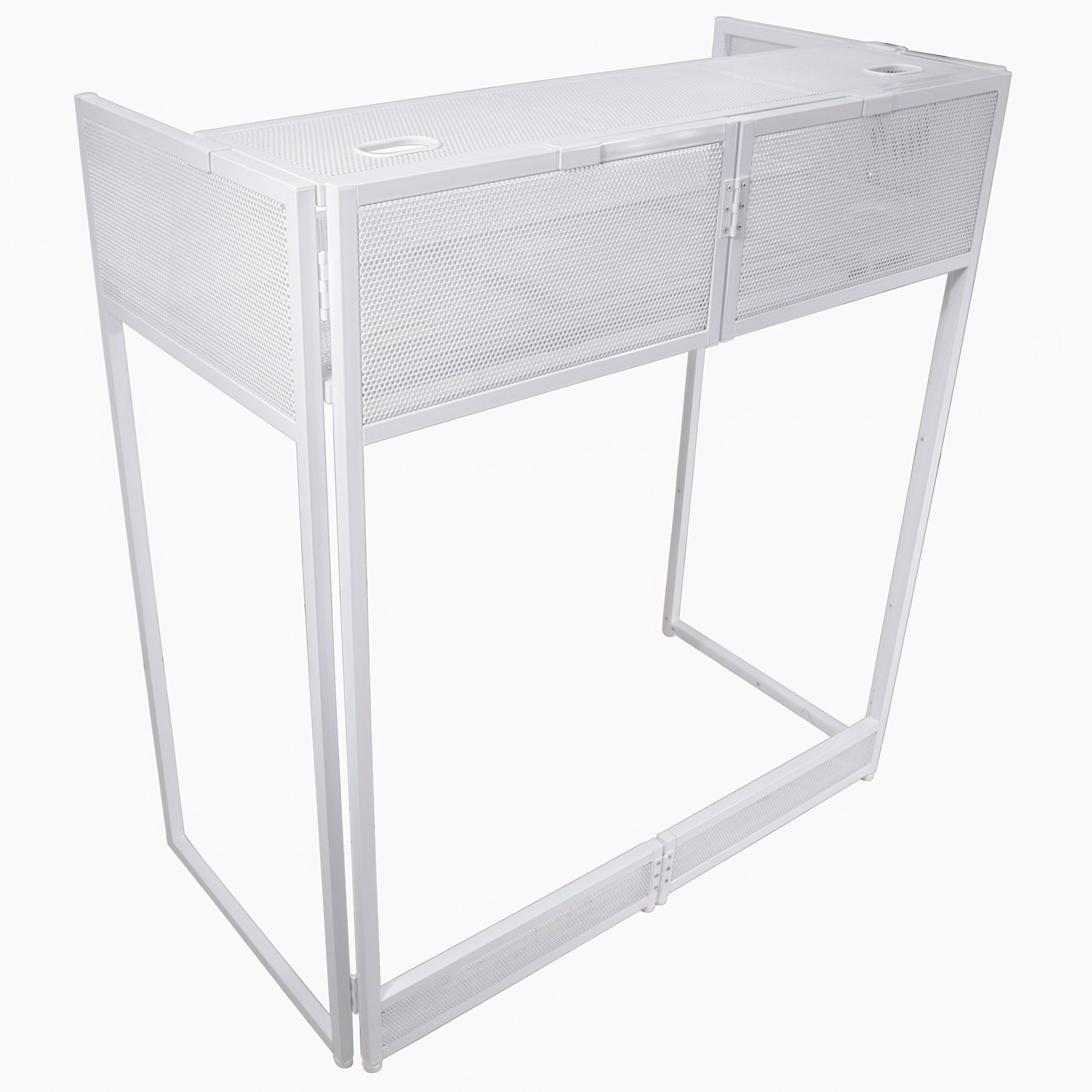 ProX XF-VISTAWH Vista DJ Booth Facade Table Station with Black and White Scrim