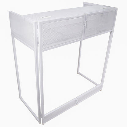 ProX XF-VISTAWH Vista DJ Booth Facade Table Station with Black and White Scrim