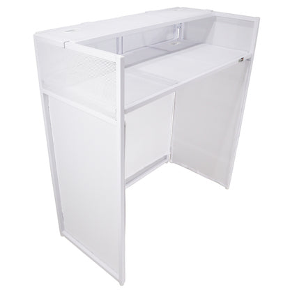 ProX XF-VISTAWH Vista DJ Booth Facade Table Station with Black and White Scrim