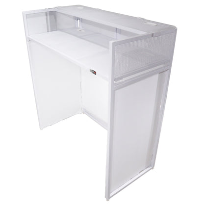 ProX XF-VISTAWH Vista DJ Booth Facade Table Station with Black and White Scrim