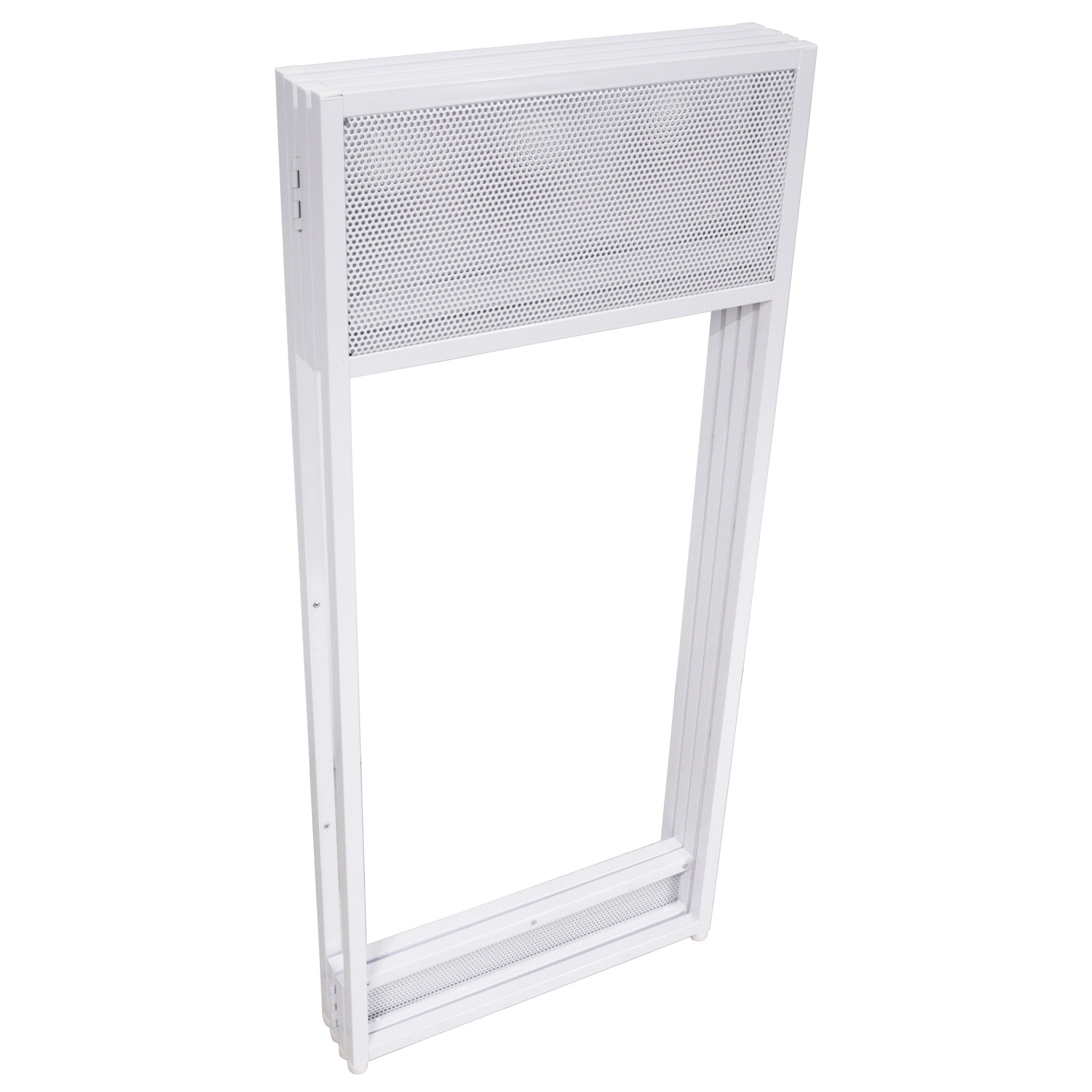 ProX XF-VISTAWH Vista DJ Booth Facade Table Station with Black and White Scrim