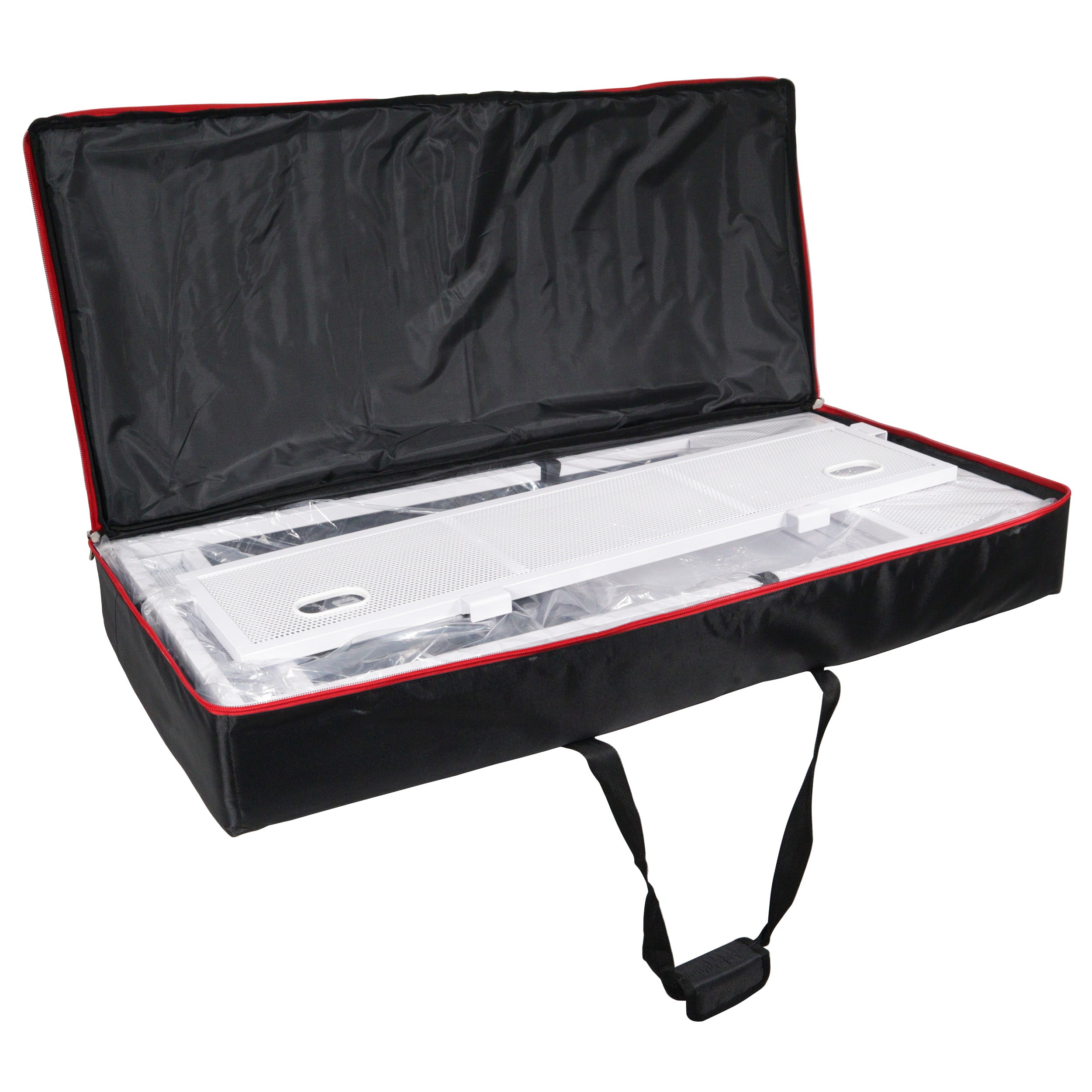 ProX XF-VISTAWH Vista DJ Booth Facade Table Station with Black and White Scrim