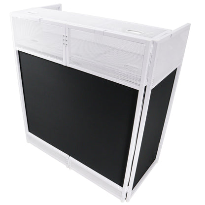 ProX XF-VISTAWH Vista DJ Booth Facade Table Station with Black and White Scrim