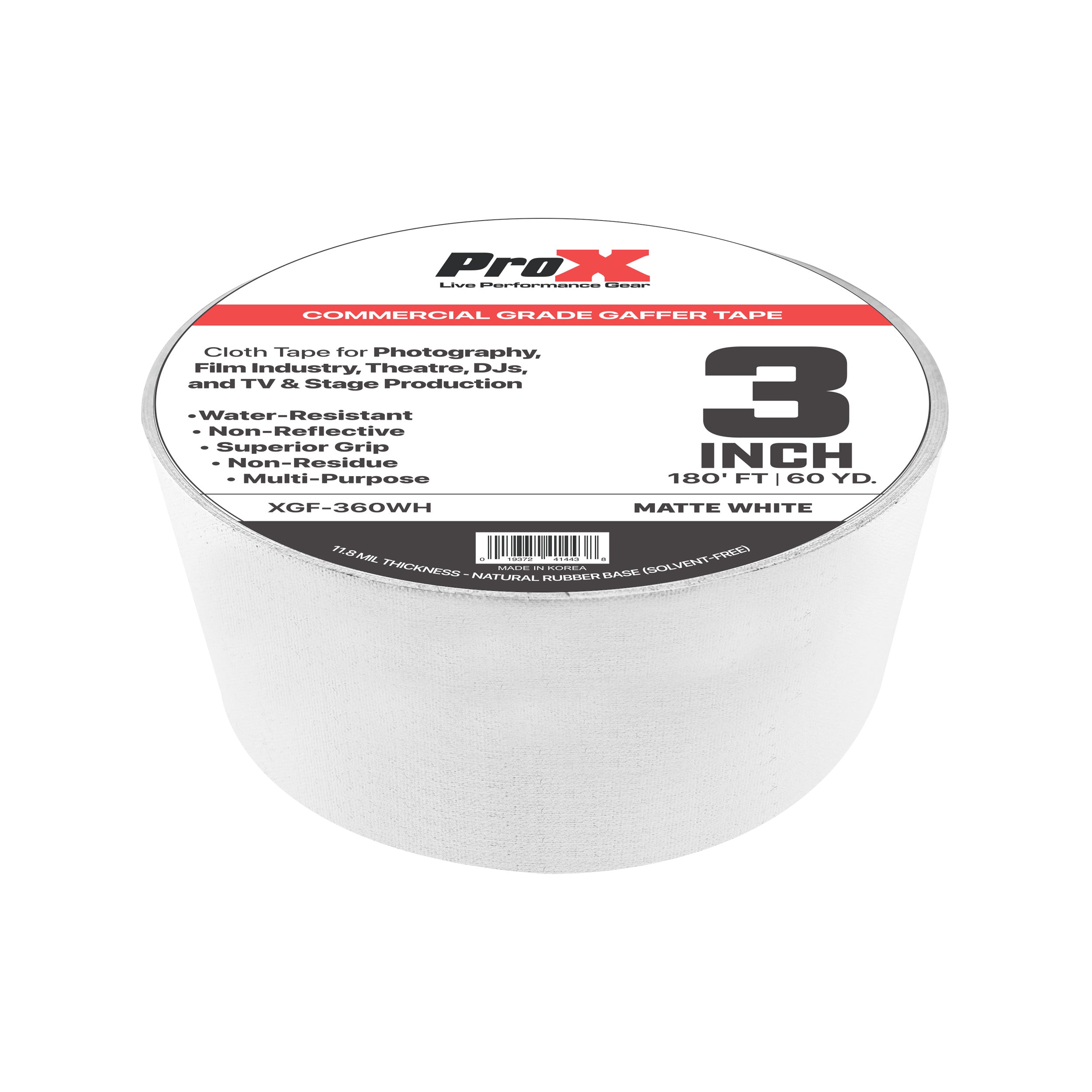 ProX XGF-360W 3-inch 180-Foot White Gaffer Tape