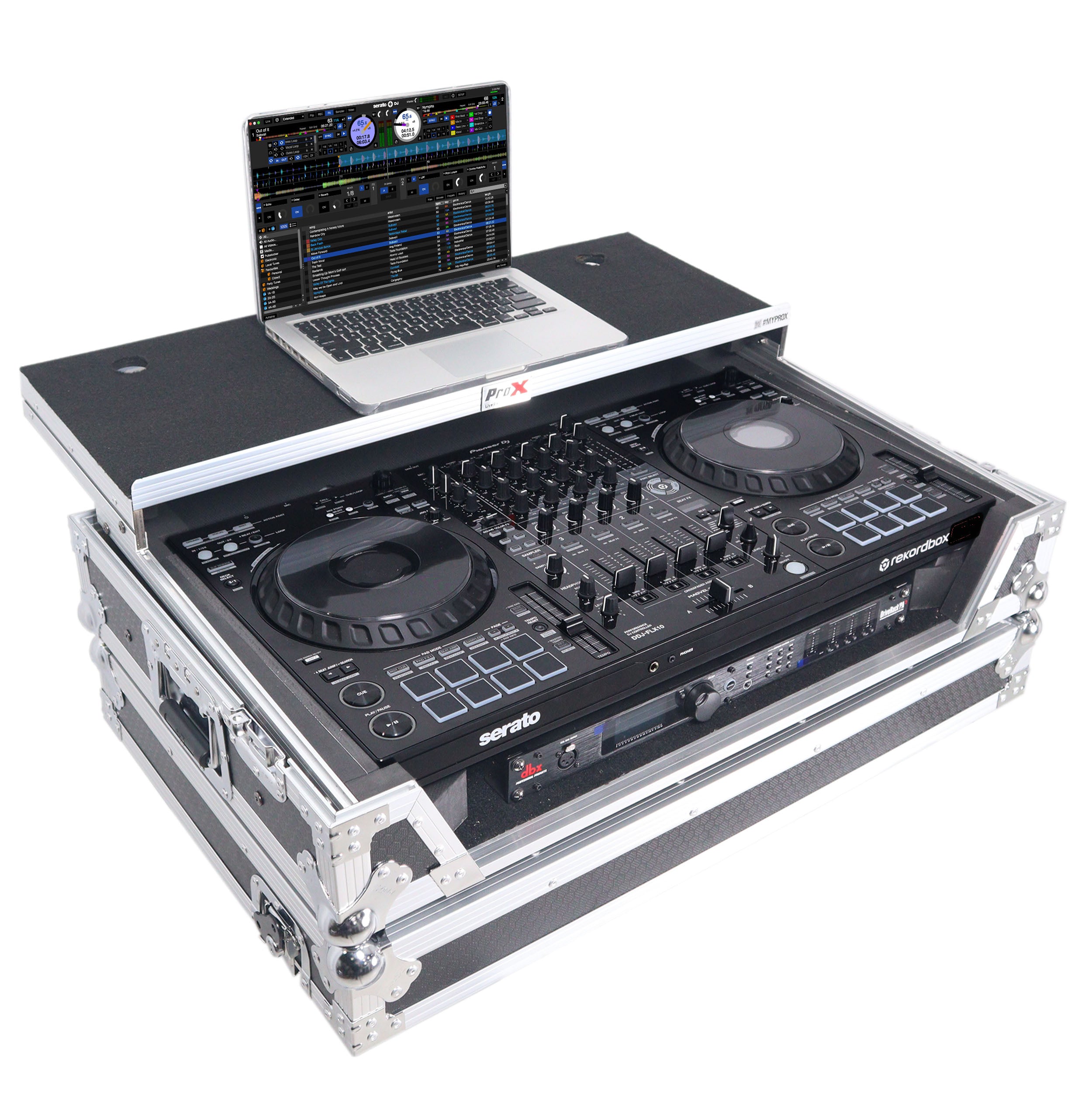 ProX XS-DDJFLX10WLT Flight Style Road Case with Laptop Shelf for Pioneer DDJ-FLX10
