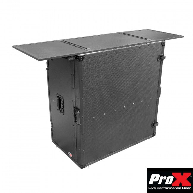 ProX Transformer Series Fold Away DJ Performance Desk Facade Black on Black W/Wheels