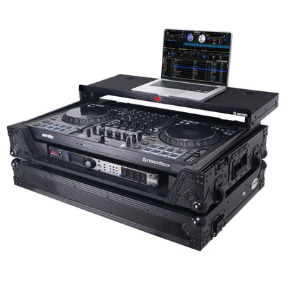 ProX XS-DDJFLX102UWLTBLLED Flight Style Road Case with Laptop Shelf and LED Black Finish for Pioneer DJ FLX10