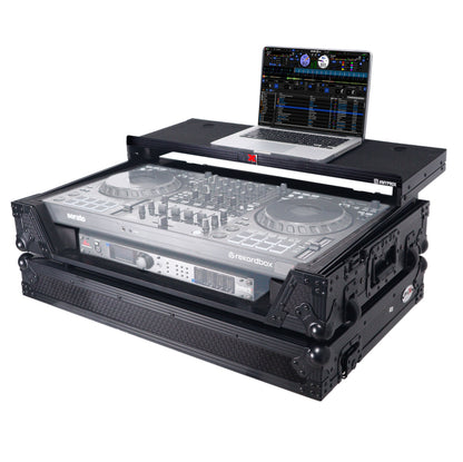 ProX XS-DDJFLX102UWLTBLLED Flight Style Road Case with Laptop Shelf and LED Black Finish for Pioneer DJ FLX10