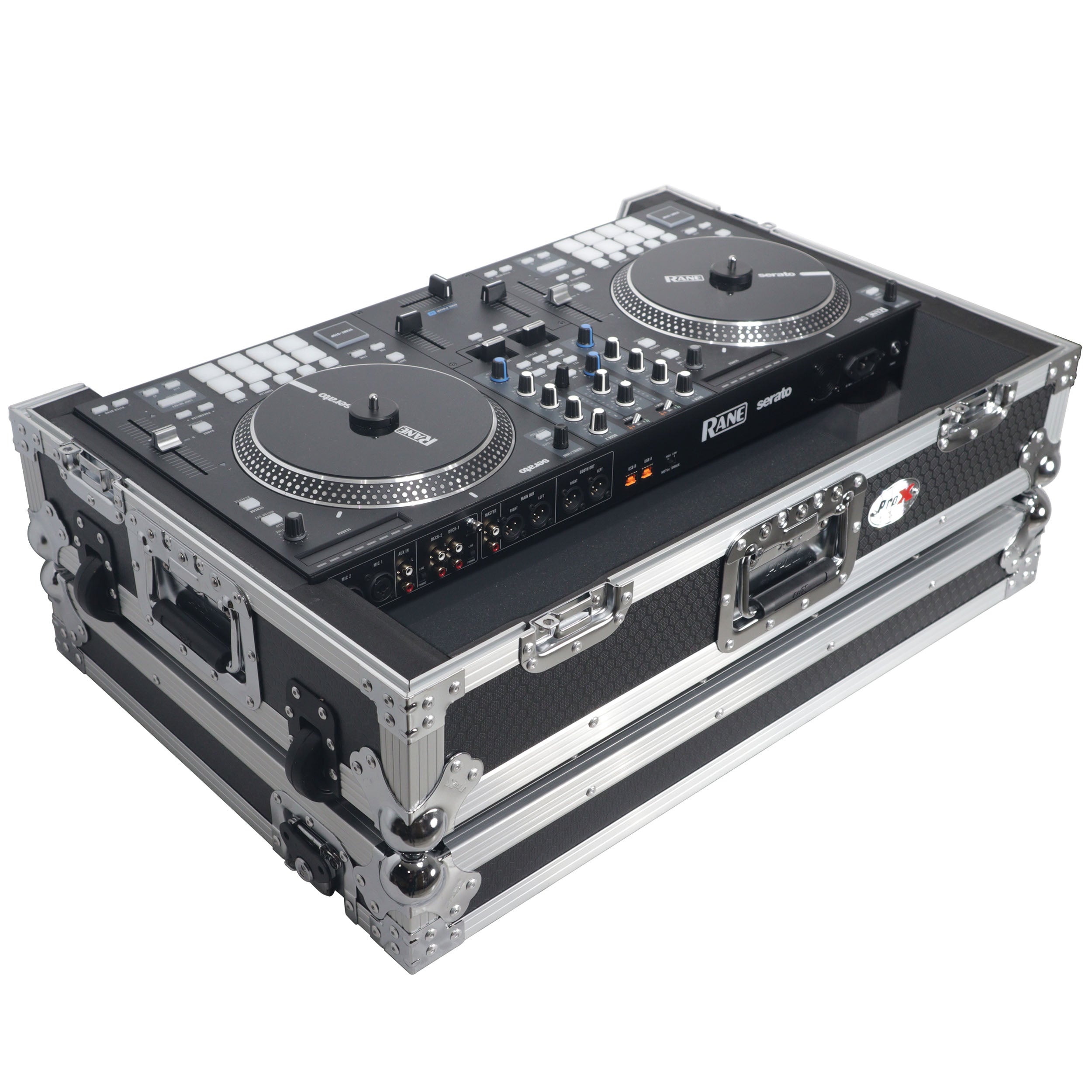 ProX XS-RANEONE-W Rane ONE Flight Case w/ Wheels & 1U Rack Silver/Black