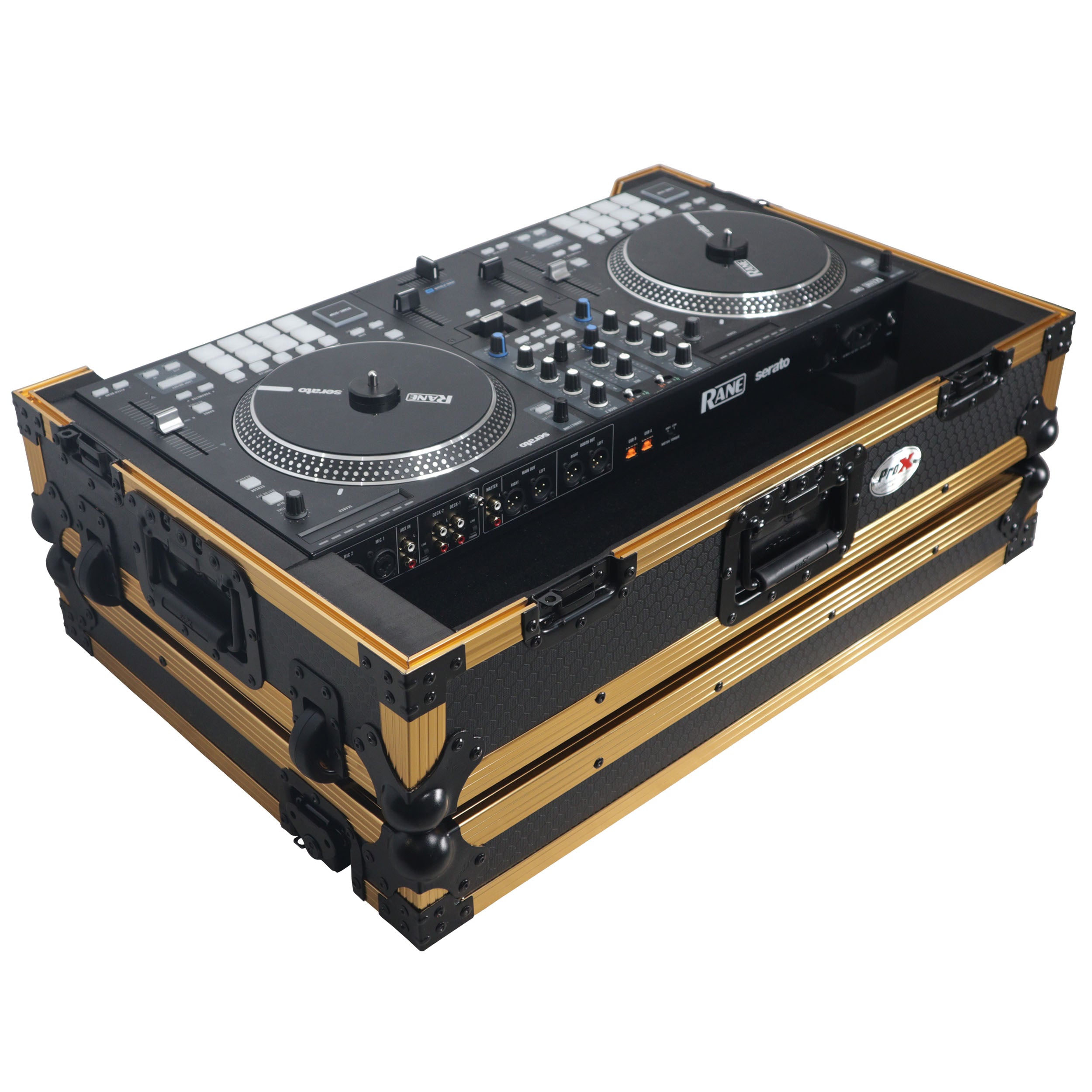 ProX XS-RANEONE-WFGLD Rane ONE Flight Case w/ Wheels & 1U Rack Gold/Black
