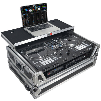 ProX XS-RANEONE-WLT Rane ONE Flight Case w/ Wheels, Laptop Shelf & 1U Rack Silver/Black
