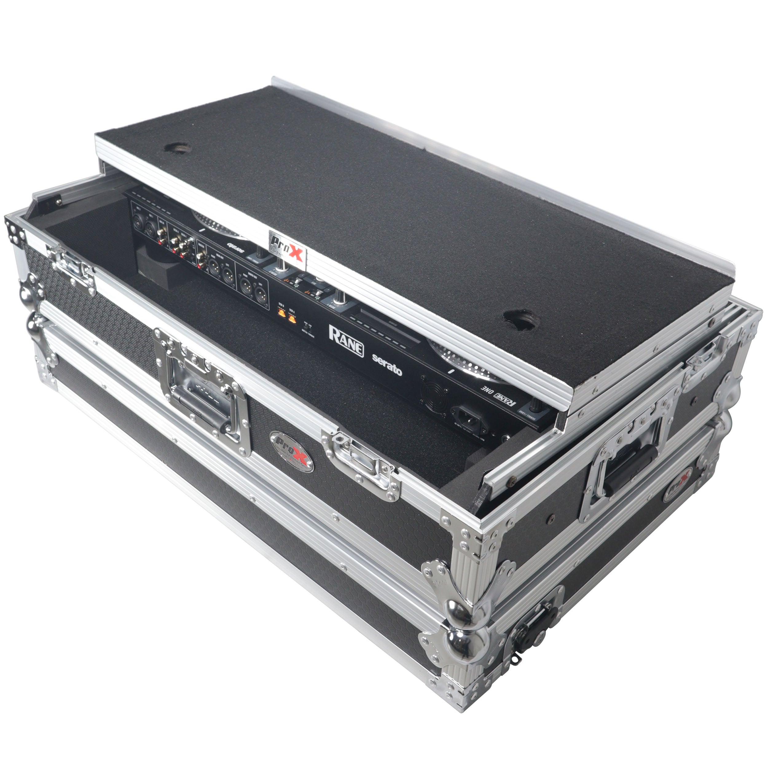 ProX XS-RANEONE-WLT Rane ONE Flight Case w/ Wheels, Laptop Shelf & 1U Rack Silver/Black