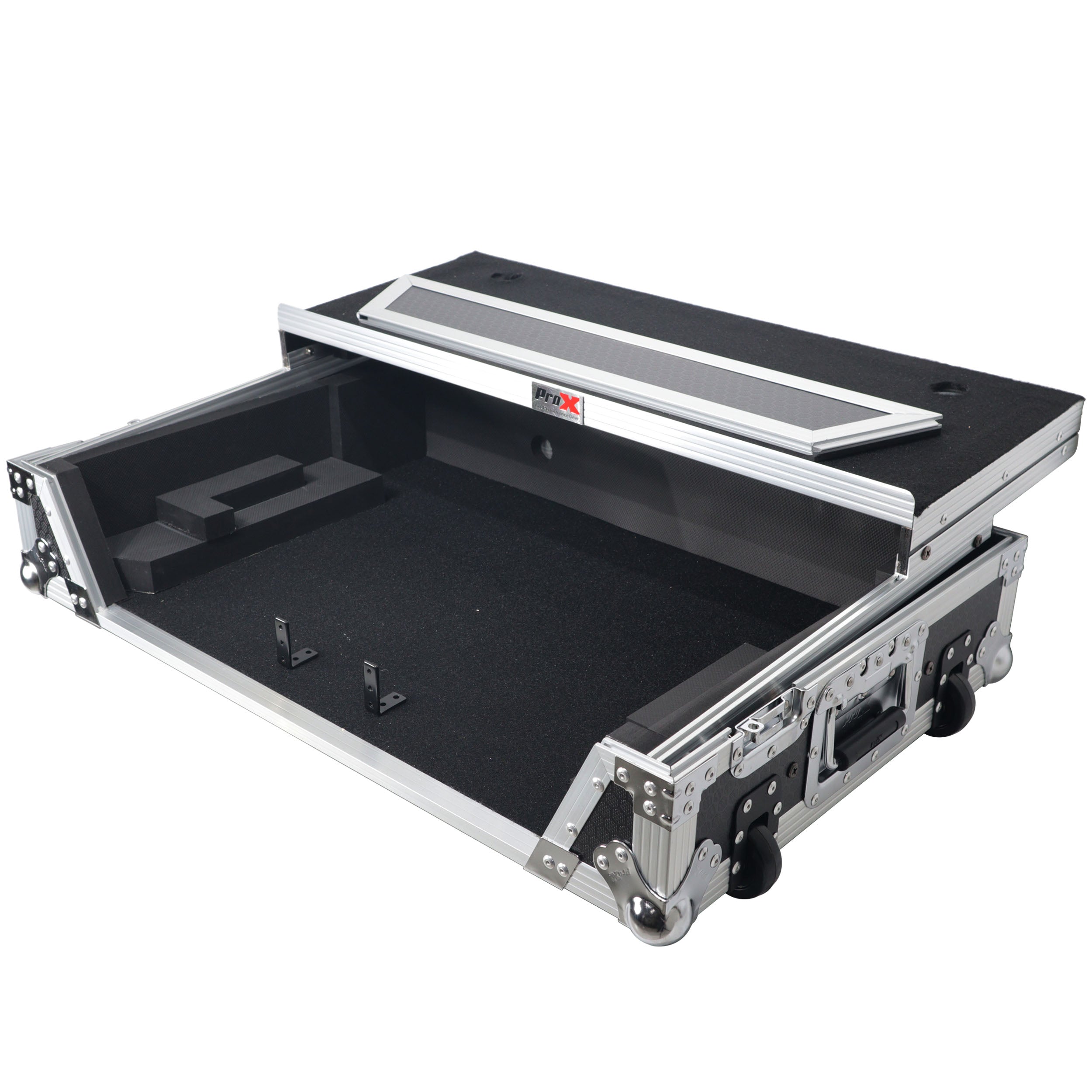 ProX XS-RANEONE-WLT Rane ONE Flight Case w/ Wheels, Laptop Shelf & 1U Rack Silver/Black