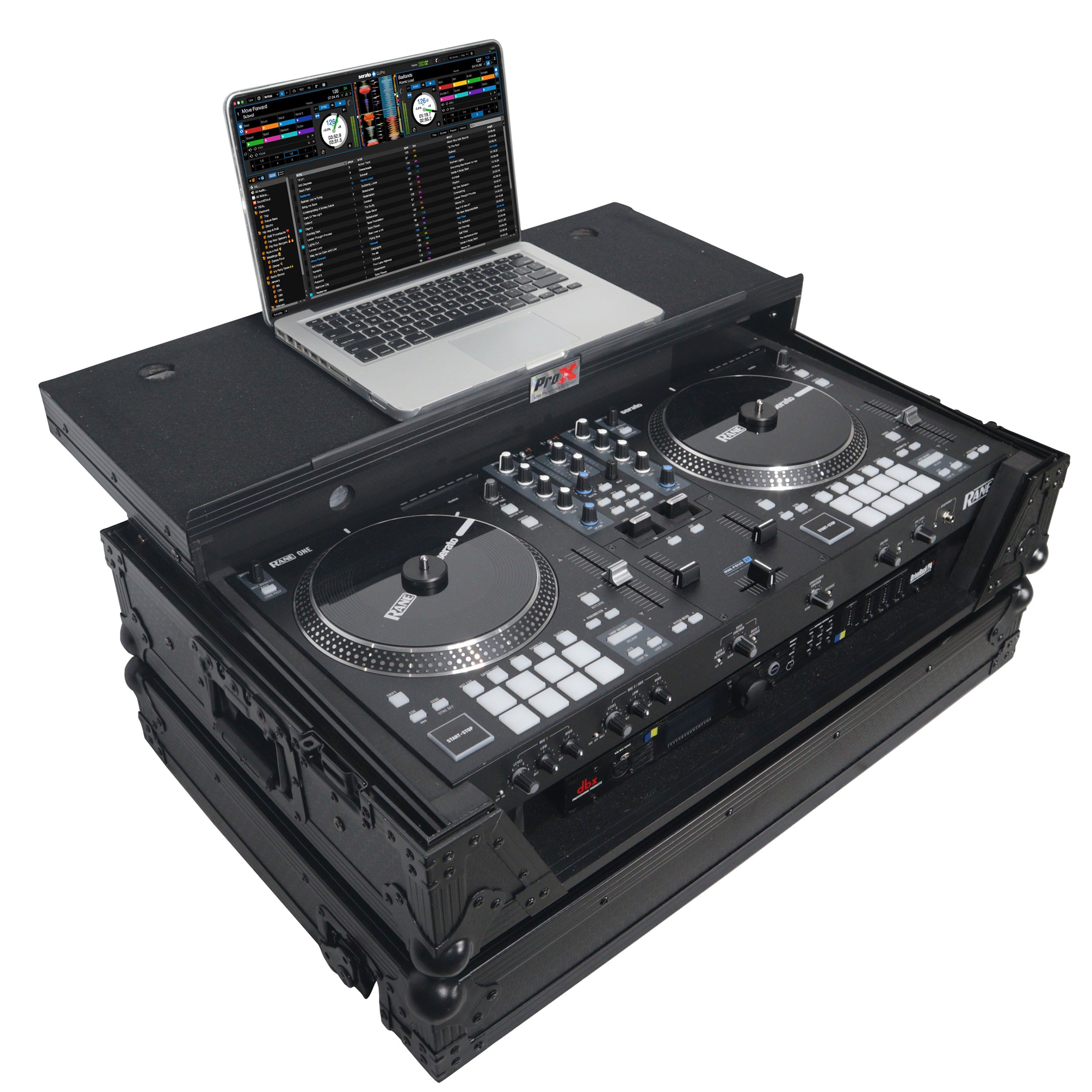ProX XS-RANEONE-WLTBL Rane ONE Flight Case w/ Wheels, Laptop Shelf & 1U Rack Black/Black