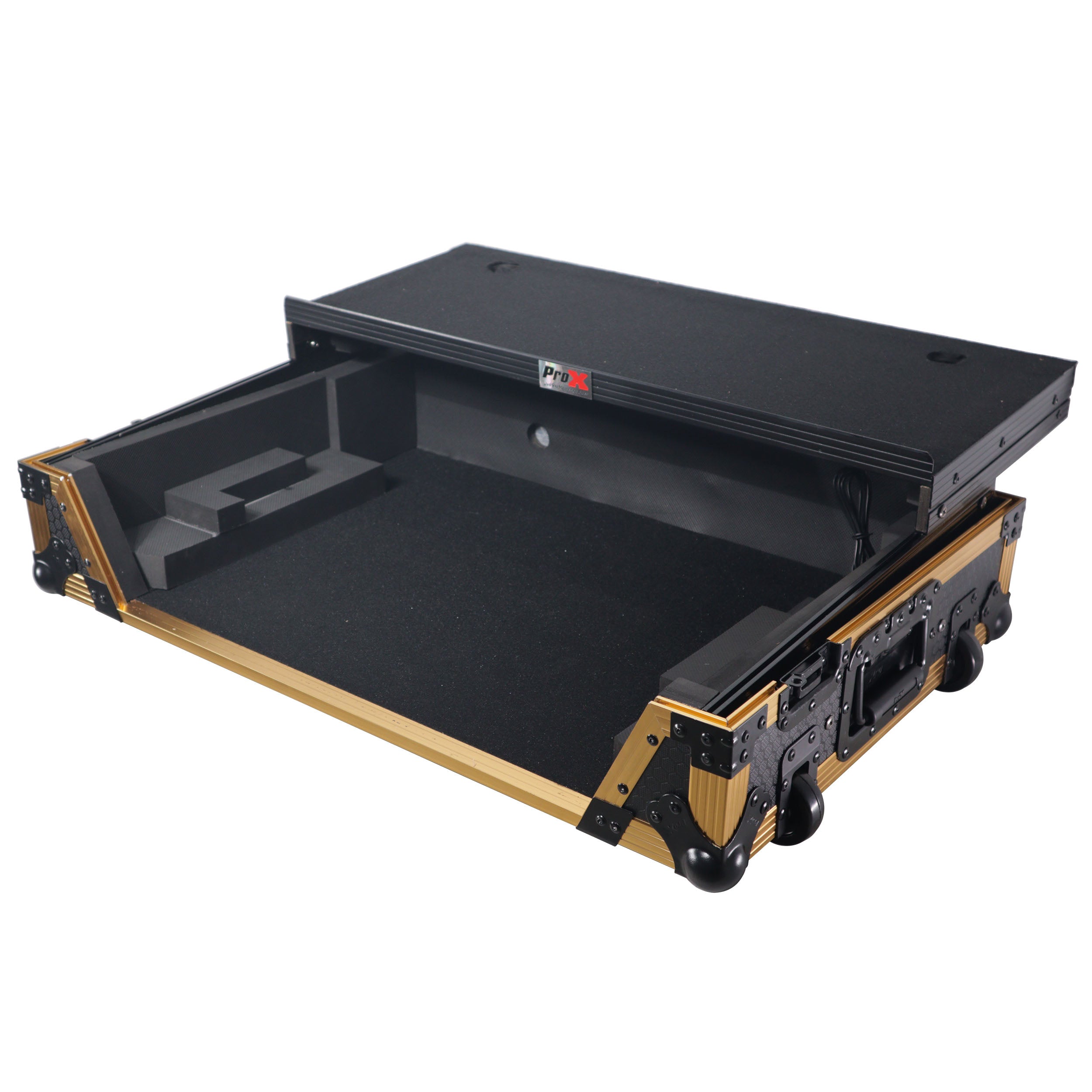 ProX XS-RANEONE-WLTFGLD Rane ONE Flight Case w/ Wheels, Laptop Shelf & 1U Rack Gold/Black