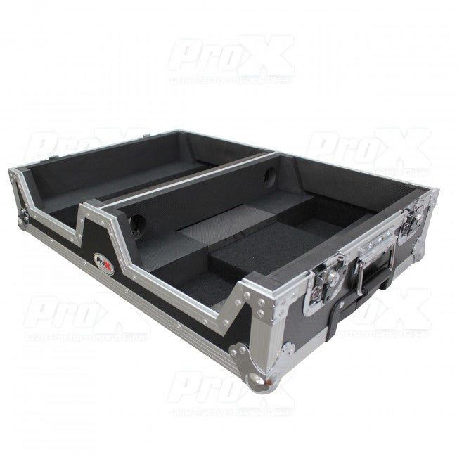 ProX Single DJ CD Player & 12 Mixer Case W/Low Profile Wheels and Retractable Handle