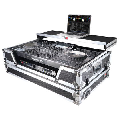 ProX XDJ-XZ Flight Case w/ Wheels, Laptop Shelf & 1U Rack Silver/Black