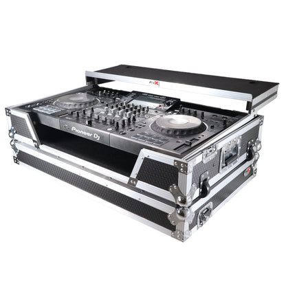 ProX XDJ-XZ Flight Case w/ Wheels, Laptop Shelf & 1U Rack Silver/Black