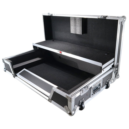 ProX XDJ-XZ Flight Case w/ Wheels, Laptop Shelf & 1U Rack Silver/Black