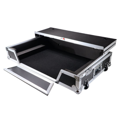 ProX XDJ-XZ Flight Case w/ Wheels, Laptop Shelf & 1U Rack Silver/Black