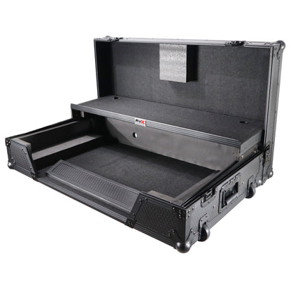ProX XS-XDJXZ-WLTBL XDJ-XZ Flight Case w/ Wheels, Laptop Shelf & 1U Rack Black/Black