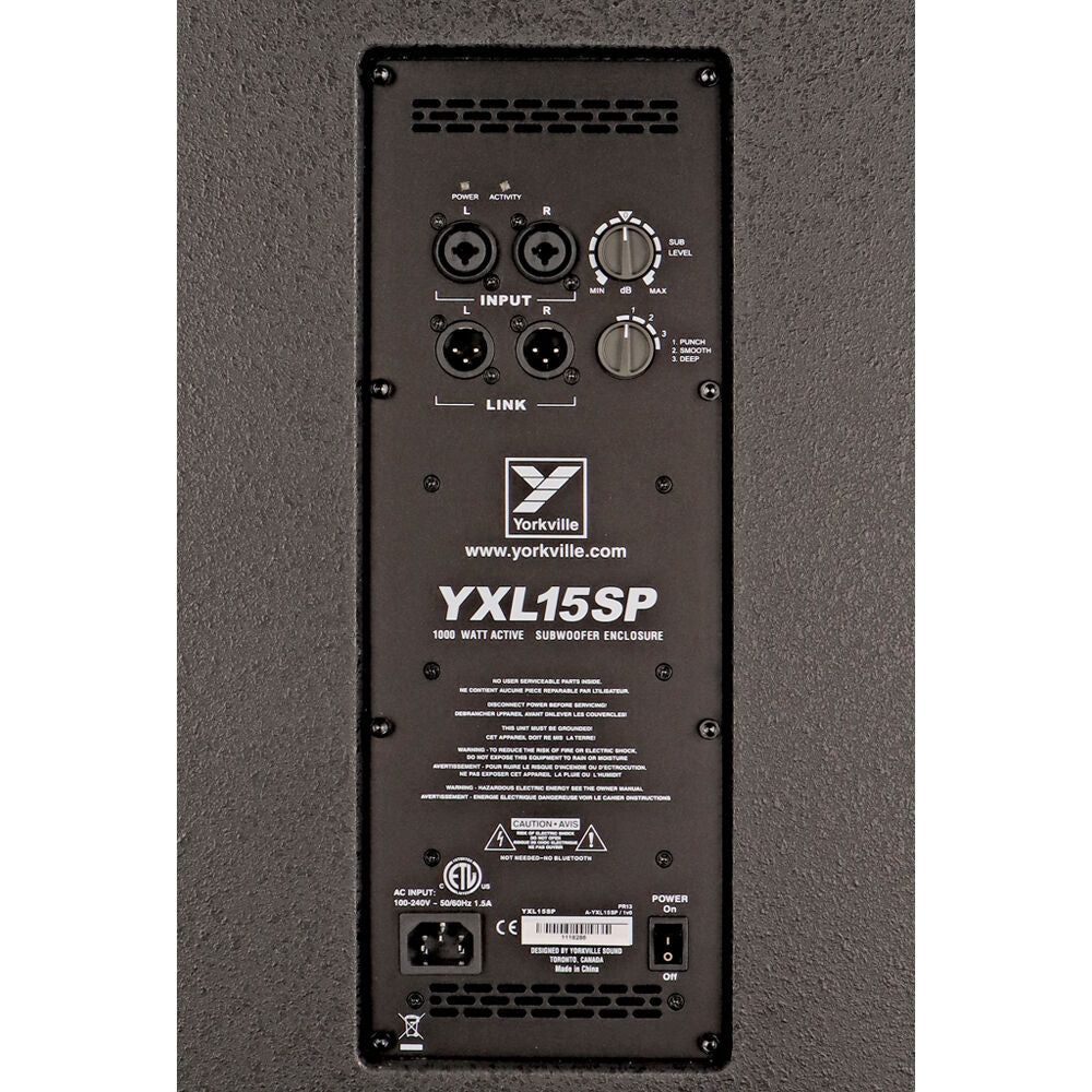 Yorkville Sound YXL 15SP 15 Powered Subwoofer with Bluetooth Control
