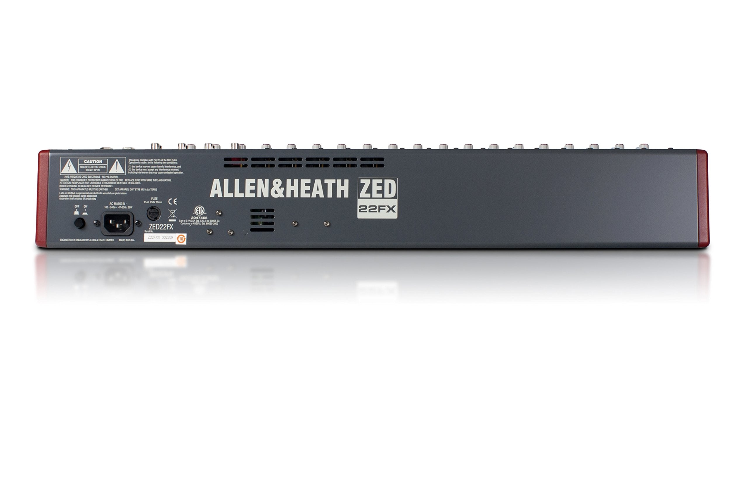 Allen & Heath ZED22FX 16 mic/line + 4 stereo, 4 aux sends, 3 band swept mid EQ, 2 x 2 USB, I/O 100mm faders with 24 bit effects