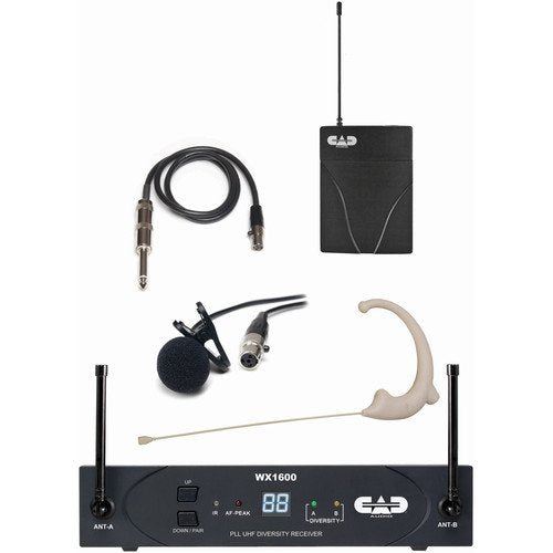 Cad WX1610G StageSelect Wireless Bodypack System with Lavalier, Earworn Mic, and Guitar Cable (542-564Mhz)