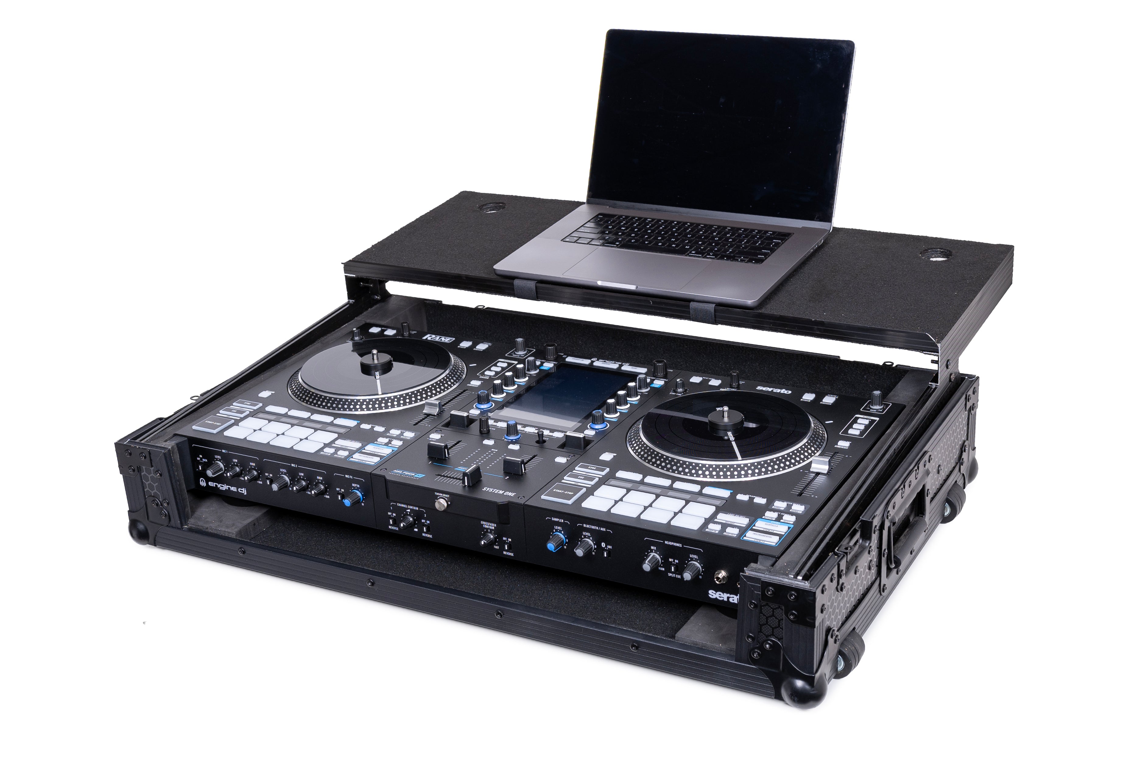 Headliner HL10027 Pitch Black Flight Case for System One w/ Laptop Platform & Wheels
