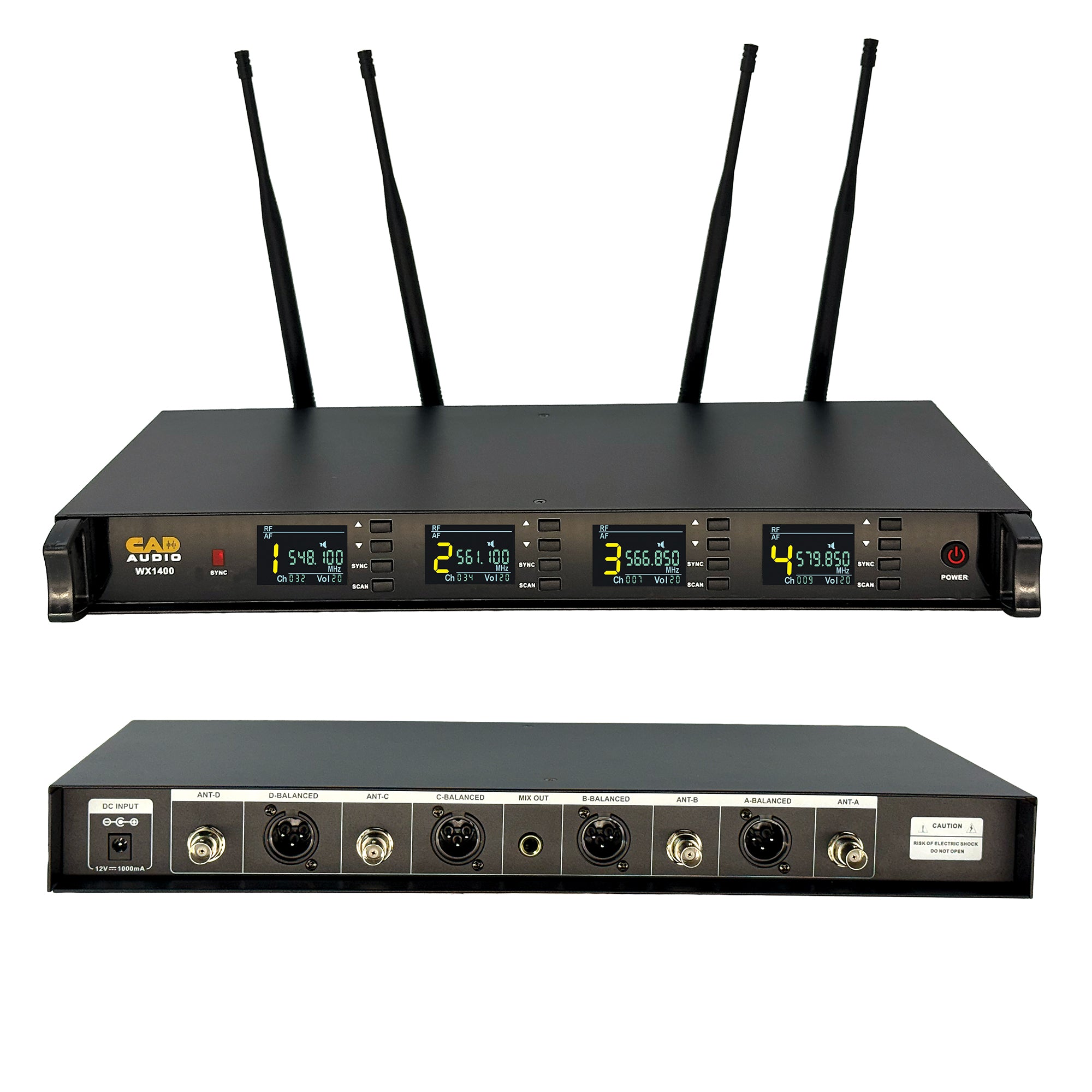 CAD WX1400GN 4 Channel Wireless Gooseneck Microphone System (550 to 590 MHz)